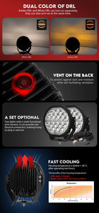 ענבר/לבן התקנה קלה, drl 7 ''הוביל אור נהיגה 120w 12v 24 נ ספוט קרן הוביל ערפל/אורות נהיגה למשאיות/יערנות/ - Product Image 4