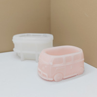 3D Bus-Pflanzgefäß & Kerzenhalter Silikonform im Vintage-Auto-Design für Beton, Zement, DIY Heimdekoration, Gießwerkzeug