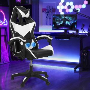 Chaise de jeu blanche de massage ergonomique, moderne <span class=keywords><strong>et</strong></span> élégante <span class=keywords><strong>Fauteuil</strong></span> de joueur pivotant populaire <span class=keywords><strong>Fauteuil</strong></span> de bureau d'ordinateur en cuir de luxe - Product Image 5
