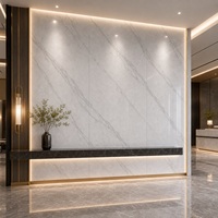 Panneau mural en marbre UV WYRAX 1220x2440mm 3.0mm Gris clair Carrara Haute brillance Imperméable Appartement Couloir Hall d'hôtel