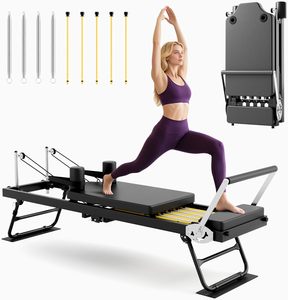 CZFITT Equipo de Entrenamiento de Yoga para el Hogar, Cama de Pilates Plegable con Marco de Acero Negro, Máquina Reformer de Pilates ABS - Product Image 1