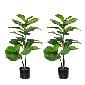 Decorazione per Soggiorno, Pianta Artificiale di Lusso in Vaso, Albero Ornamentale, Ficus Lyrata Artificiale, Albero di Baniano Artificiale - Product Image 4