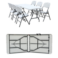 Table pliante portable réglable 180cm*75cm avec plateau en plastique durable pour mariage en plein air, banquet, événement