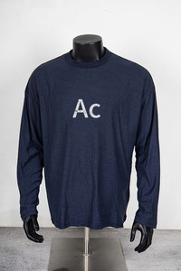 T-shirt a maniche lunghe in lino-cotone sottile con stampa classica a lettere stile <span class=keywords><strong>AC</strong></span>, lavaggio effetto sporco, per uomo e donna - Product Image 2