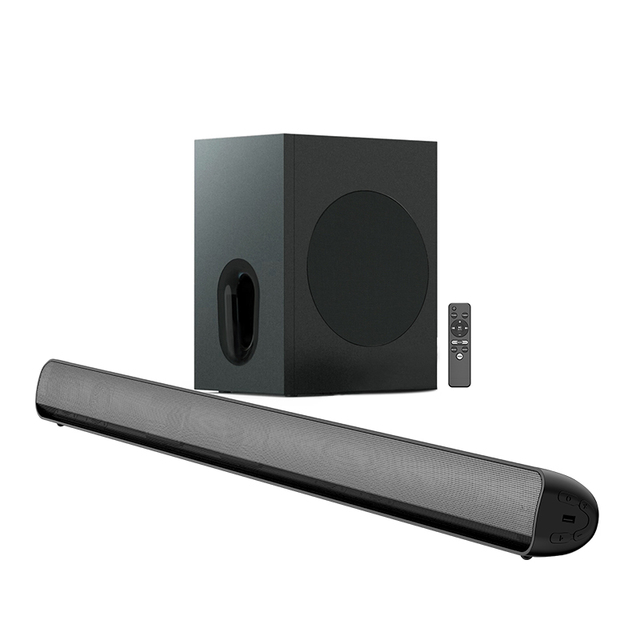 bluetooth 5.3 Soundbar Surround Speaker with Strong Bass Wooden Subwoofer Theater System 3D Wireless Sound Bar Home