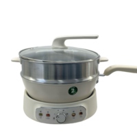 Cuisinière électrique multifonction légère de 2000 W, wok de 4 L avec cuiseur vapeur amovible antiadhésif pour usage domestique et en camping-car, commande numérique