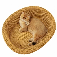 Panier ovale tressé en plastique pour chat – Maison pour animaux de compagnie en PP écologique, respirante, facile à nettoyer, durable et robuste – Idéal pour chatons et chats, chambre à coucher, décoration intérieure