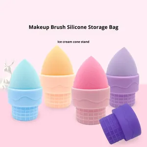 Scatola porta spugne e piumini da trucco in silicone quadrata, stile nordico, porta beauty blender - Product Image 2
