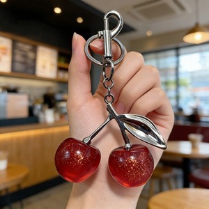 Llavero de resina con diseño de cereza de dibujos animados, colgante para bolso, venta al por mayor, llavero de cristal, dijes para bolso de mujer, llavero de cereza de cristal - Product Image 4
