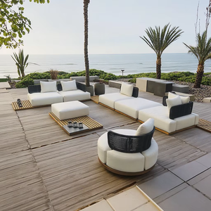 Grand fauteuil pouf d'extérieur en aluminium avec coussin en tissu pour piscine et jardin - Product Image 6