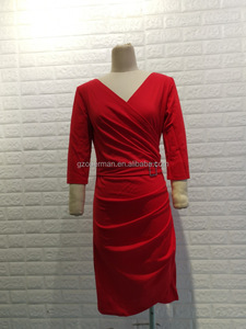 Abiti Sexy da donna alla moda con scollo a V in tinta unita primavera autunno a sette maniche supporto abito da sera Casual a matita sottile - Product Image 6
