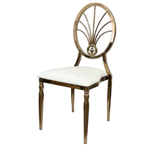 Oval O Back Party Reception Event Hotel Furniture Golden Metal Stainless Steel Wedding Hotel <b>Chair</b> - Product Image 3