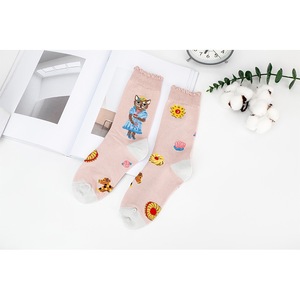New Autumn Korean <b>Cat</b> Jacquard <b>Socks</b> Ins Trendy Mid Calf Cotton Women <b>Socks</b> - Product Image 3