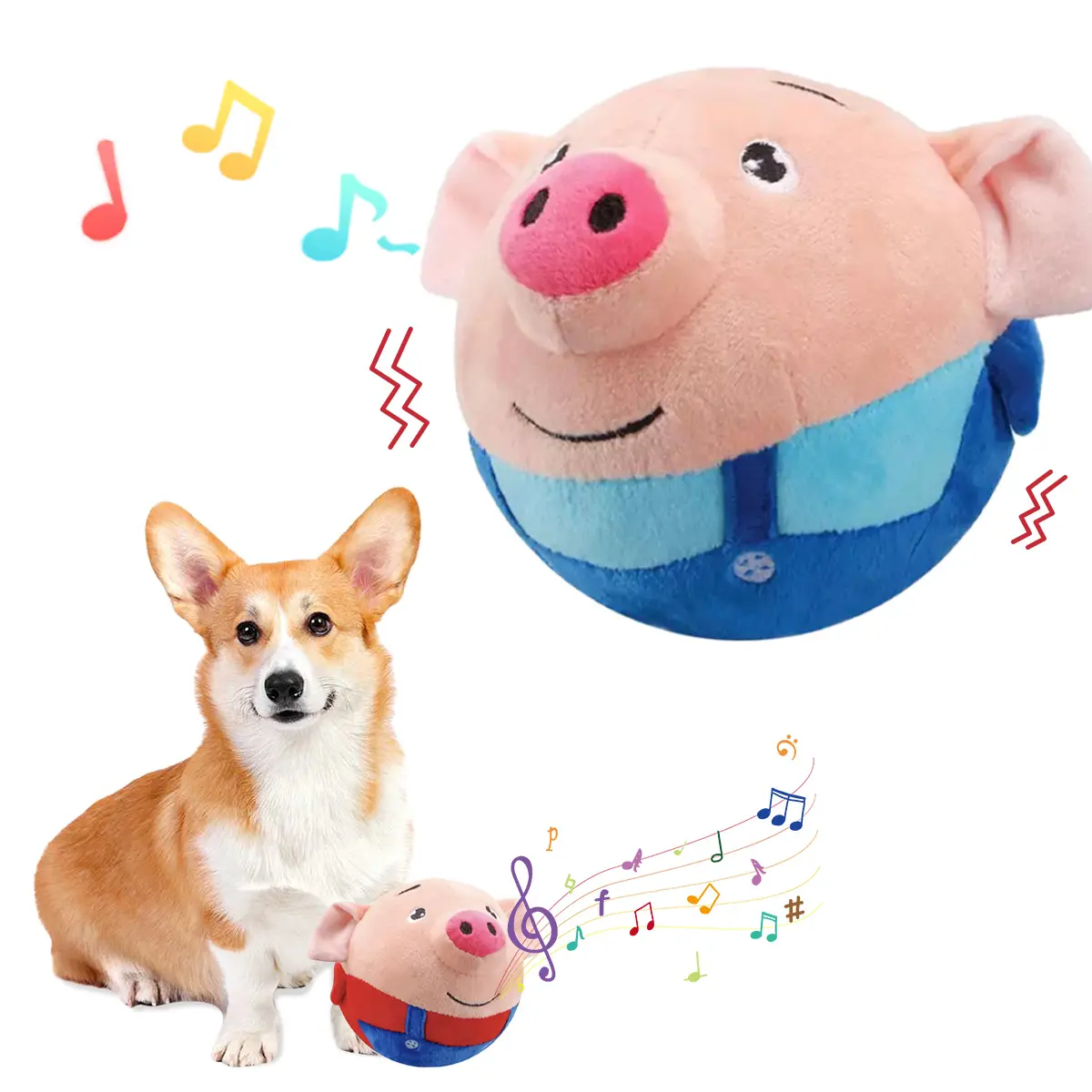 Rechargeable Funny Pig Electronic Interactive Dog Plush Toy Pet Bouncing Balls Active Moving Pet Plush Dog Squeaky Toy