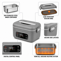 Kabellose Elektrische Lunchbox 1300ml Edelstahl-Innentopf Digitale Steuerung Timer-Funktion Selbsterhitzender Speisenwärmer 1 Jahr Garantie