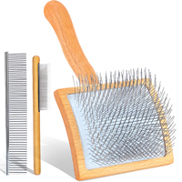 Brosse de toilettage double face en bambou carbonisé avec logo personnalisé pour chats et chiens, peigne anti-puces et brosse à poils pour animaux