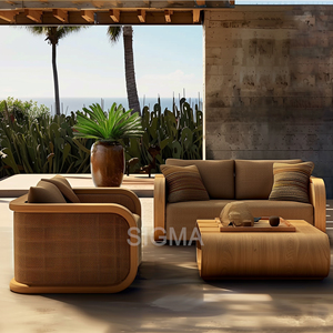 Sofa taman luar ruangan desain modern Sofa kursi panjang kayu Solid berlapis - Product Image 3