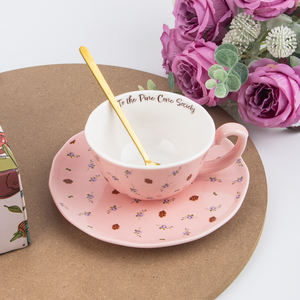 Taza de café de cerámica floral pequeña, esmalte de sublimación impreso con logotipo personalizado para tazas para obsequios promocionales con paquete personalizado - Product Image 4