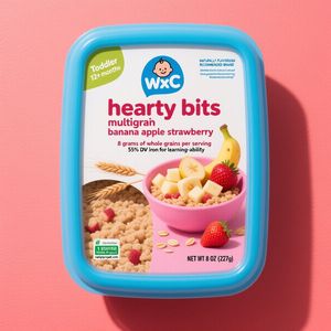 Muestra gratis de multigrano comida para niños pequeños plátano manzana fresa cereal para 12 + meses bebés 227g bolsa - Product Image 1