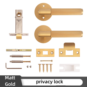 Brass <strong>Door</strong> Handle Factory Direct Sales Knurled Interior Privacy Brass Gold Entry <strong>Door</strong> Handles Luxury With Lock - Product Image 5