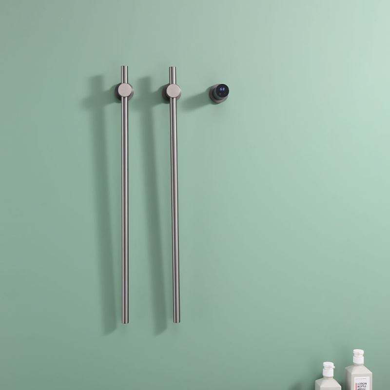 Matte Black Rose Gold Single Wall-Mounted Heated Towel Rail with 2 Bars ...