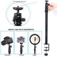 Support de bureau réglable à pince en C, perche télescopique à pince pour anneau lumineux, téléphone, diffusion en direct et prise de vue