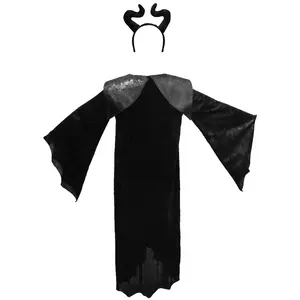 PAFU Evil Dress Up Costume Halloween Cosplay Evil Witch Costume Devil Horns Women