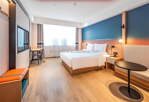 Factory Wholesale Price Modern Wood Veneer Hotel <b>Bed</b> <b>Frame</b> With Upholstered <b>Soft</b> Panel For 3 Star Hotel Guest Room - Product Image 2