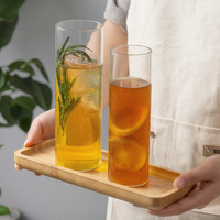 Verre à boire classique de haute qualité, transparent, haut et long, 420 ml, résistant à la chaleur, logo personnalisable, en vrac, réutilisable
