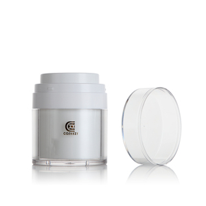 Wholesale Empty Pearl White 15ml 30ml 50ml Capacity Round Plastic <strong>Airless</strong> <strong>Pump</strong> <strong>Jar</strong> for Cosmetic Use - Product Image 2