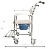 Chaise de douche et de toilette pour personnes âgées en alliage d'aluminium avec roues, capacité 300 kg, Lichao CT8514L