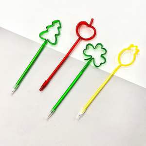 Penna Neutra Creativa a Forma di Quadrifoglio, Penna Decorativa a Tema Pianta, Penna a Sfera Cartoon Albero di Natale, Premi per Studenti all'Ingrosso - Product Image 1