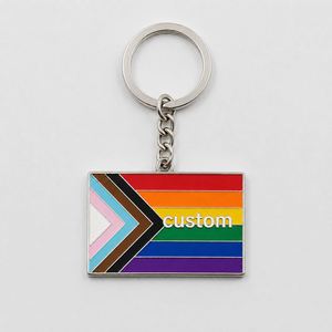 Lots de porte-clés personnalisés arc-en-ciel LGBT, porte-clés drapeau du progrès inclusif, souvenirs de la fierté lesbienne et gay, porte-clés en métal - Product Image 2