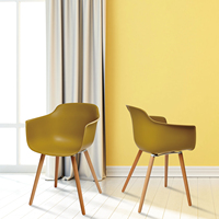 Fauteuil moderne en plastique avec pieds en bois massif, chaise ergonomique stable pour la maison, la cuisine et la salle à manger