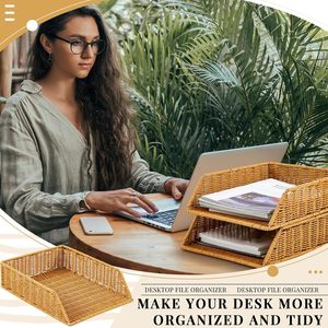 Organisateur de plateau en <span class=keywords><strong>papier</strong></span> et <span class=keywords><strong>plastique</strong></span> YULIN JIAFU pour bureau, organiseur de dossiers tissé, plateau pour dossiers A4, <span class=keywords><strong>corbeille</strong></span> à <span class=keywords><strong>papier</strong></span> de bureau - Product Image 3