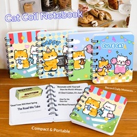 Cuaderno Espiral con Diseño de Gato Adorable, Estilo Caricatura, Atractivo Estético, Tamaño A7, Bloc de Notas de Bolsillo, Regalo Creativo