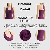 FITVOLT Top de yoga tipo racerback para mujer con almohadillas integradas, cuello redondo ajustado, sujetador deportivo transpirable de alto impacto