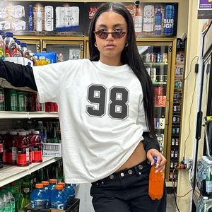 Camiseta con Estampado Digital para Mujer, Estilo Urbano, Holgada, Cuello Redondo, Informal, Prenda Exterior - Product Image 1