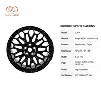 Rines de Aleación Forjados Negros Brillantes Personalizados de Primera Calidad, Diseño de Malla de 25 mm, Aptos para Sedanes de Lujo, SUV, Piezas de Carreras