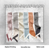Écharpe en polyester française pour femmes, bandeau vintage, automne printemps, dessin animé animal, petit ruban, vente en gros directe, grande marque, nouveau, fin