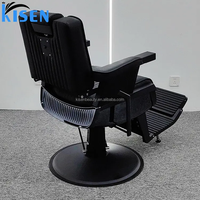 Kisen haute qualité tout noir Antique chaise de barbier rond carré avec appui-tête chaise de style prix de gros d'usine