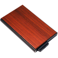 Dompet Minimalis untuk Pria, Dompet Minimalis Kayu dengan Pemegang Kartu Pop Up Ramping RFID Minimalis