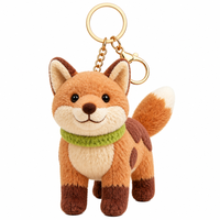 Porte-clés en peluche Zaves Kawaii Shiba Inu marron, écologique, durable, doux, en forme de renard/chien, breloque de sac, 12 cm, cadeau