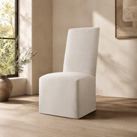 Chaise de salle à manger moderne de luxe rembourrée à dossier haut, chaise individuelle en tissu design pour la maison, l'hôtel, la cuisine, le restaurant