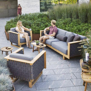 Juego de sofás Chusion gris oscuro de 3 plazas de diseño moderno superventas, muebles de madera de teca natural para hotel, sala de estar, jardín y Villa - Product Image 2