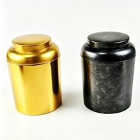 Boîtes à thé rondes en métal dorées rétro personnalisées, de qualité alimentaire, scellées, pour le café, le thé et le sucre, style vintage