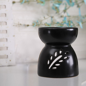 Brûleur d'encens et diffuseur d'huiles essentielles en céramique noire mate, grande capacité, <span class=keywords><strong>pour</strong></span> cire fondante et bougies au vinaigre, vente en gros - Product Image 1