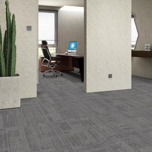 Modern Polypropylene Loop Pile <b>Cushioned</b> Striped Modular Carpet Tile with PVC Backing for Home Use - Product Image 2