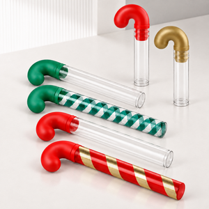 Tubos de plástico transparente para dulces, envases de regalo navideños, recipientes para dulces, galletas y pasteles, 1 x 10 pulgadas - Product Image 1