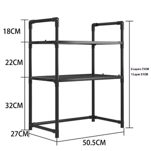 Étagère <span class=keywords><strong>de</strong></span> rangement <span class=keywords><strong>de</strong></span> cuisine à double couche en PP pour micro-ondes, support pour cuiseur à riz, support à vaisselle multicouche - Product Image 4